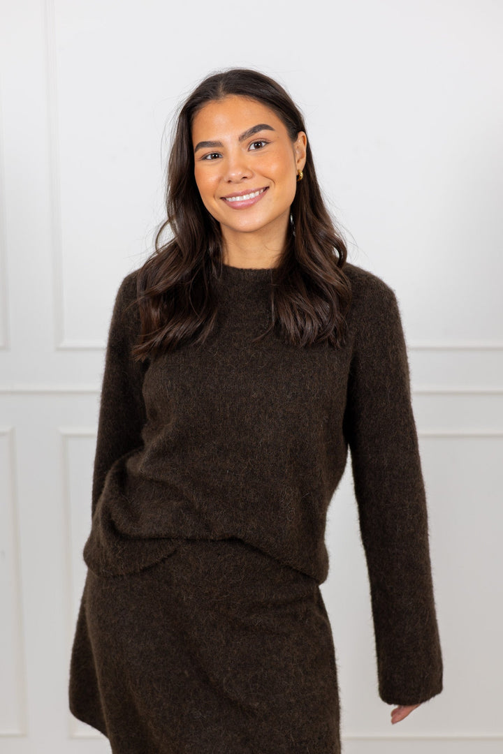Lulu Brushed Ls Knit O - Neck Delicioso Melange | Genser | Smuk - Dameklær på nett