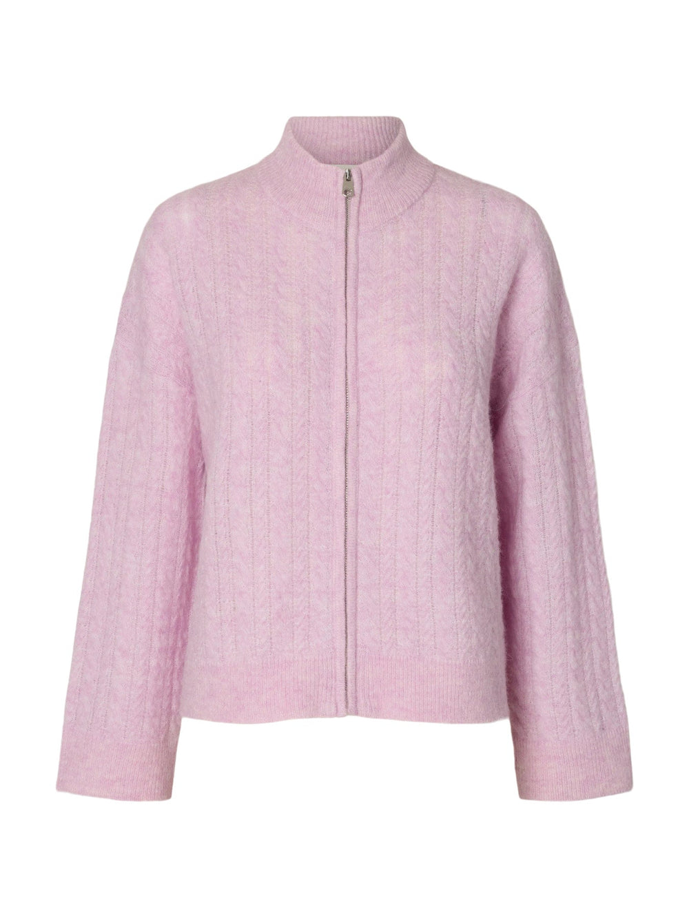 Lulu Cable Ls Knit Zipper Cardigan Winsome Orchid Melange | Genser | Smuk