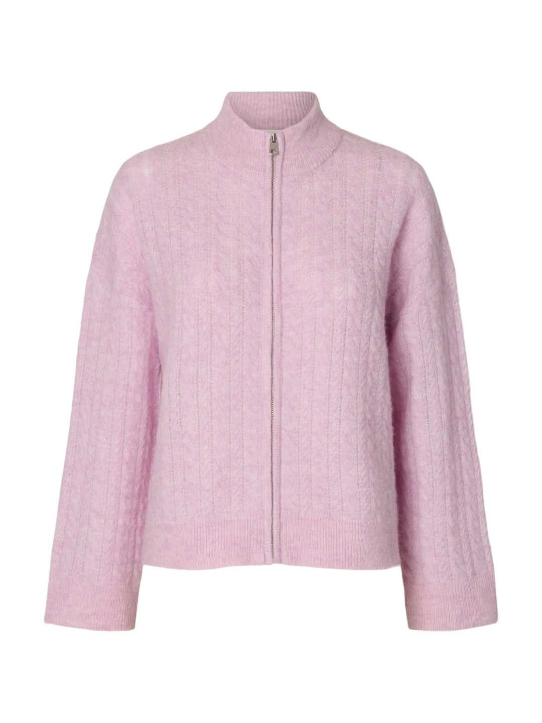 Lulu Cable Ls Knit Zipper Cardigan Winsome Orchid Melange | Genser | Smuk