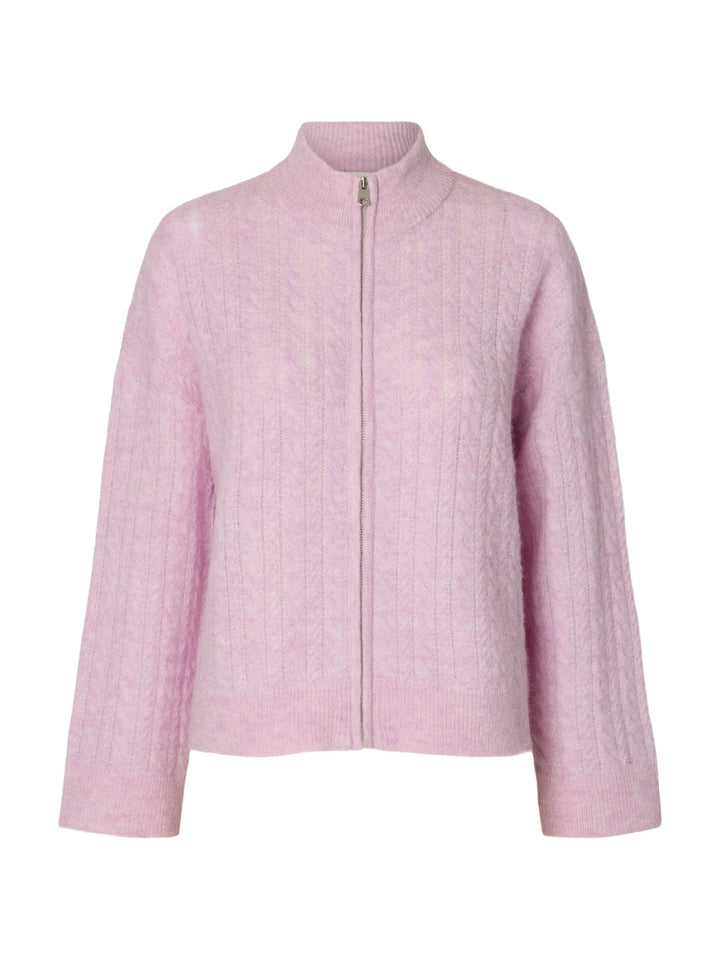 Lulu Cable Ls Knit Zipper Cardigan Winsome Orchid Melange | Genser | Smuk