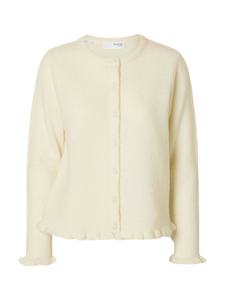 Lulu Frill Ls Knit Cardigan Snow White Melange | Genser | Smuk - Dameklær på nett