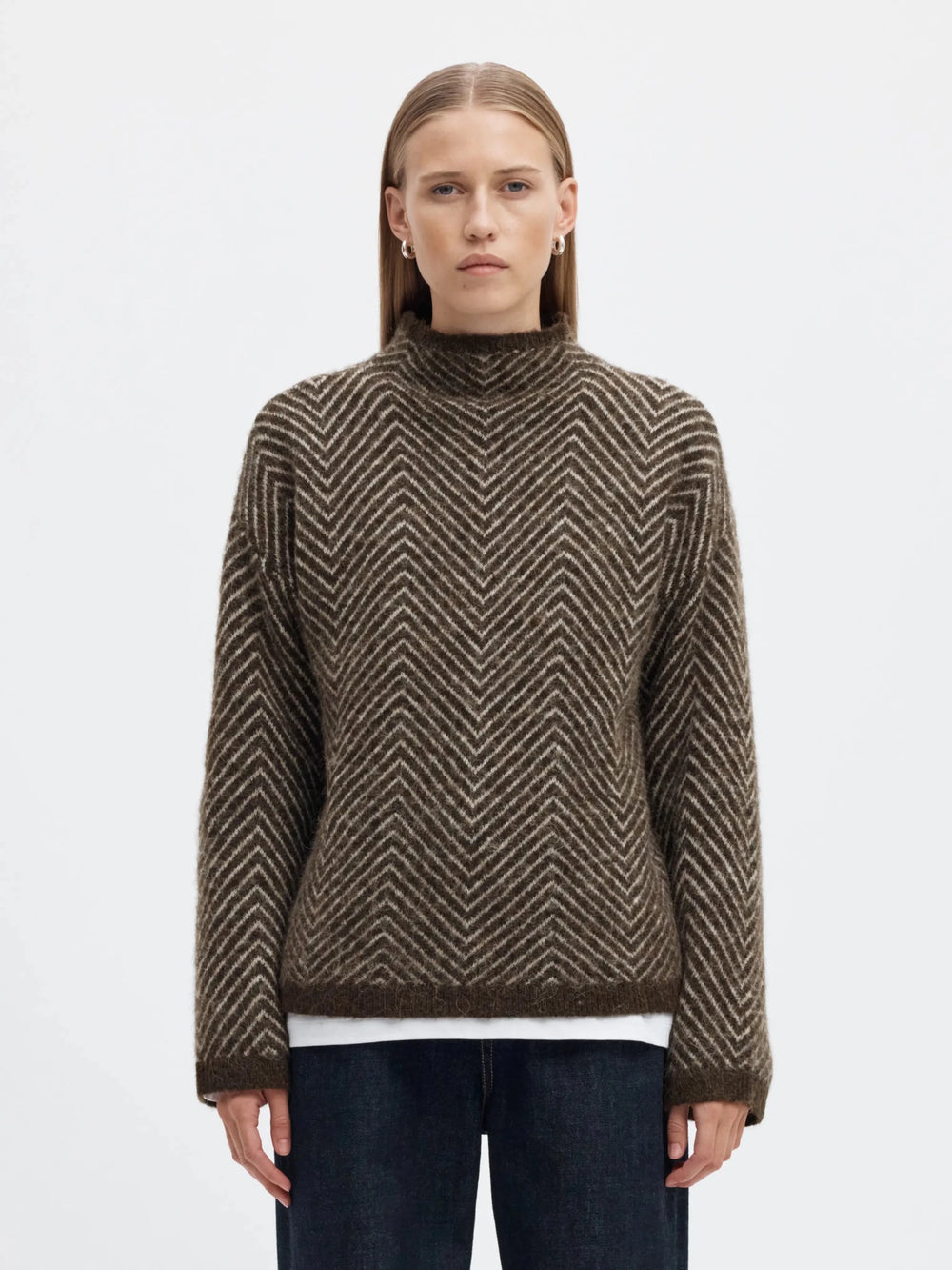 Lulu Ls Herringbone Knit High Neck Delicioso Birch | Genser | Smuk