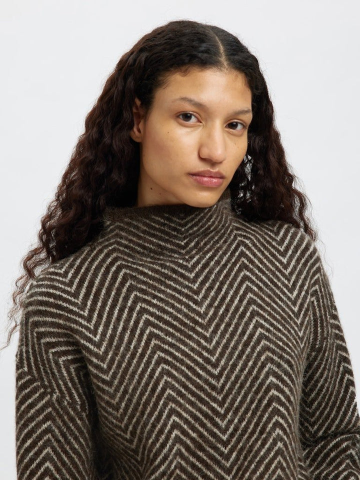 Lulu Ls Herringbone Knit High Neck Delicioso Birch | Genser | Smuk - Dameklær på nett