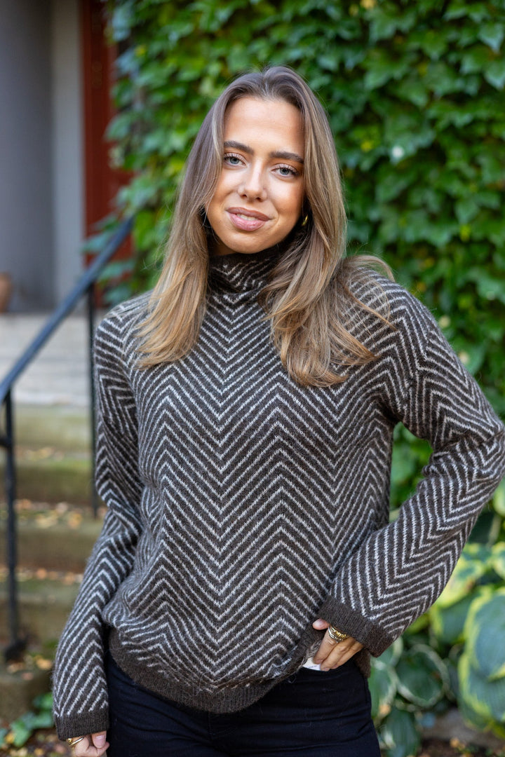 Lulu Ls Herringbone Knit High Neck Delicioso Birch | Genser | Smuk - Dameklær på nett