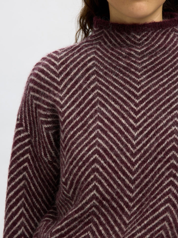 Lulu Ls Herringbone Knit High Neck Fig Birch | Genser | Smuk - Dameklær på nett
