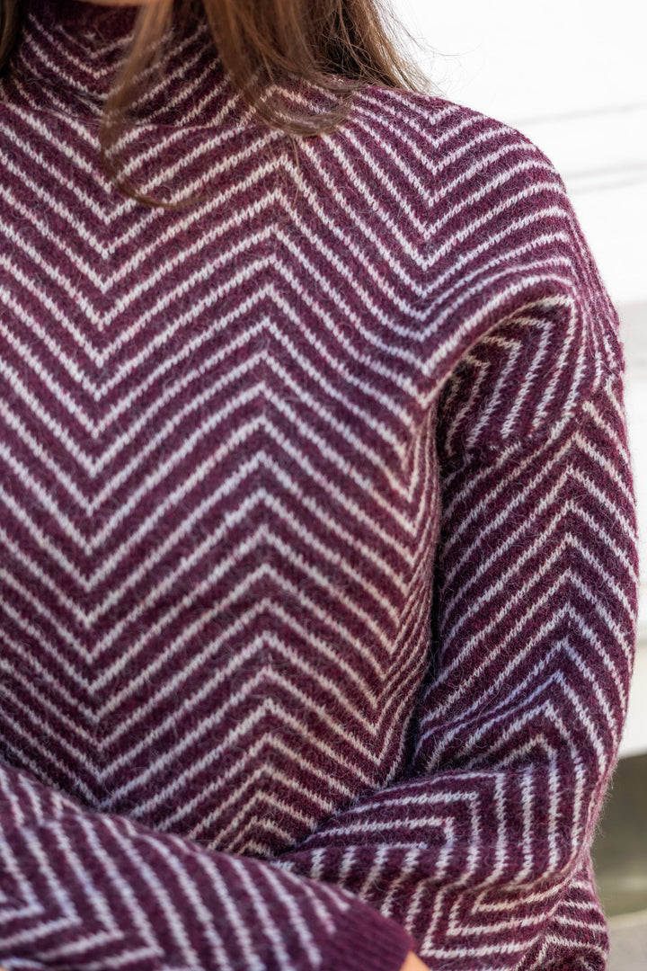 Lulu Ls Herringbone Knit High Neck Fig Birch | Genser | Smuk - Dameklær på nett