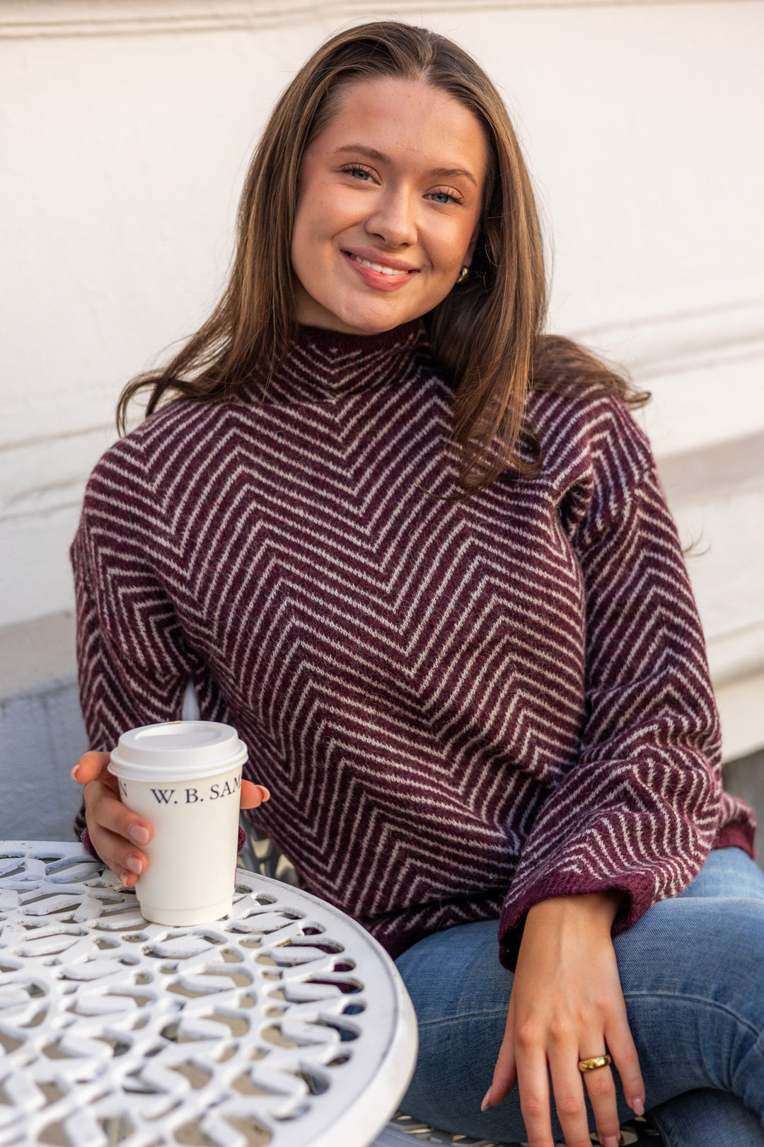 Lulu Ls Herringbone Knit High Neck Fig Birch | Genser | Smuk - Dameklær på nett
