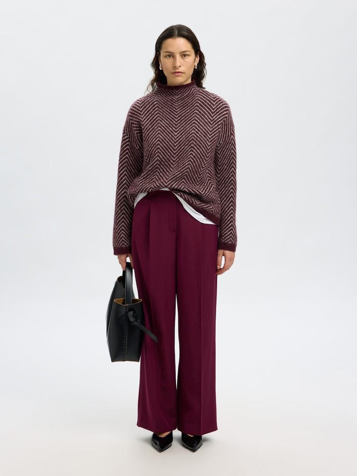 Lulu Ls Herringbone Knit High Neck Fig Birch | Genser | Smuk - Dameklær på nett