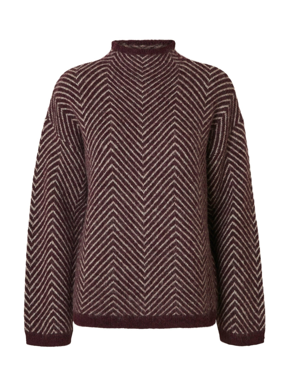 Lulu Ls Herringbone Knit High Neck Fig Birch | Genser | Smuk - Dameklær på nett