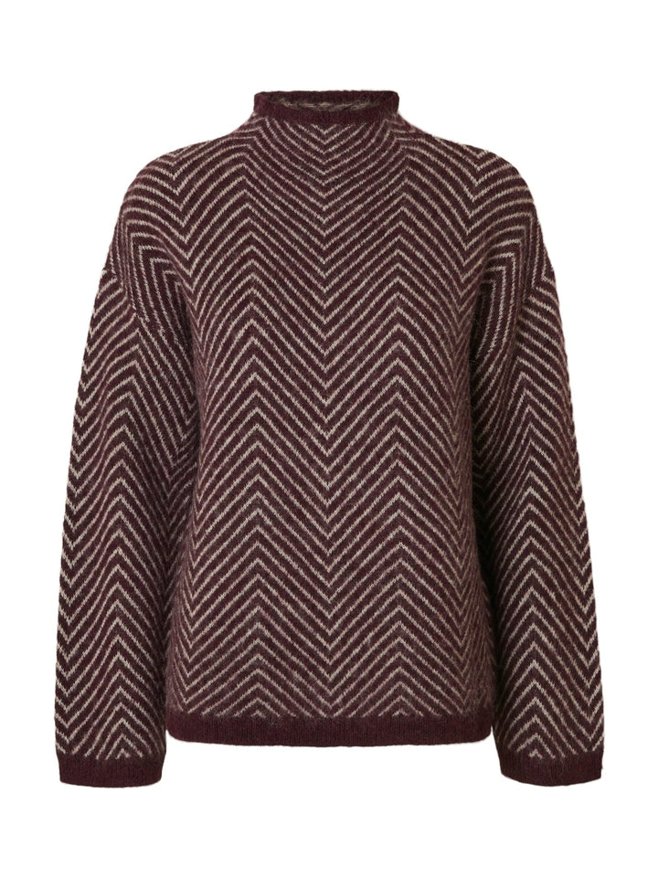 Lulu Ls Herringbone Knit High Neck Fig Birch | Genser | Smuk - Dameklær på nett