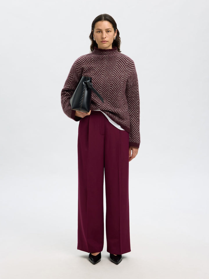 Lulu Ls Herringbone Knit High Neck Fig Birch | Genser | Smuk - Dameklær på nett