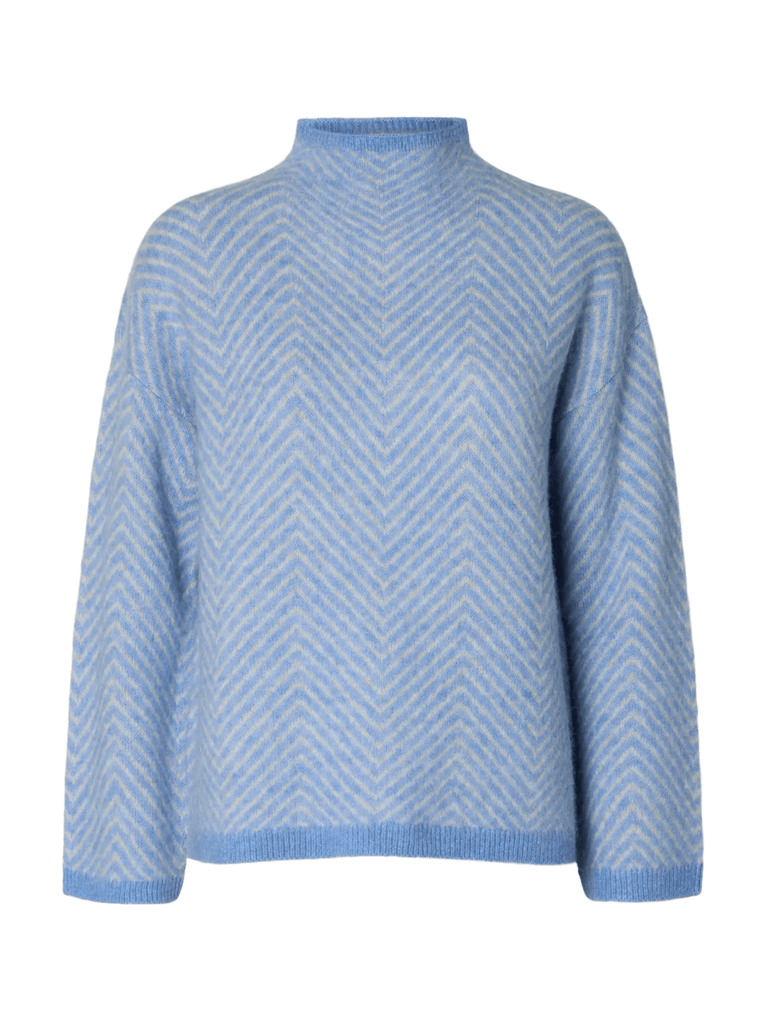 Lulu Ls Herringbone Knit High Neck Granada Sky Birch | Genser | Smuk