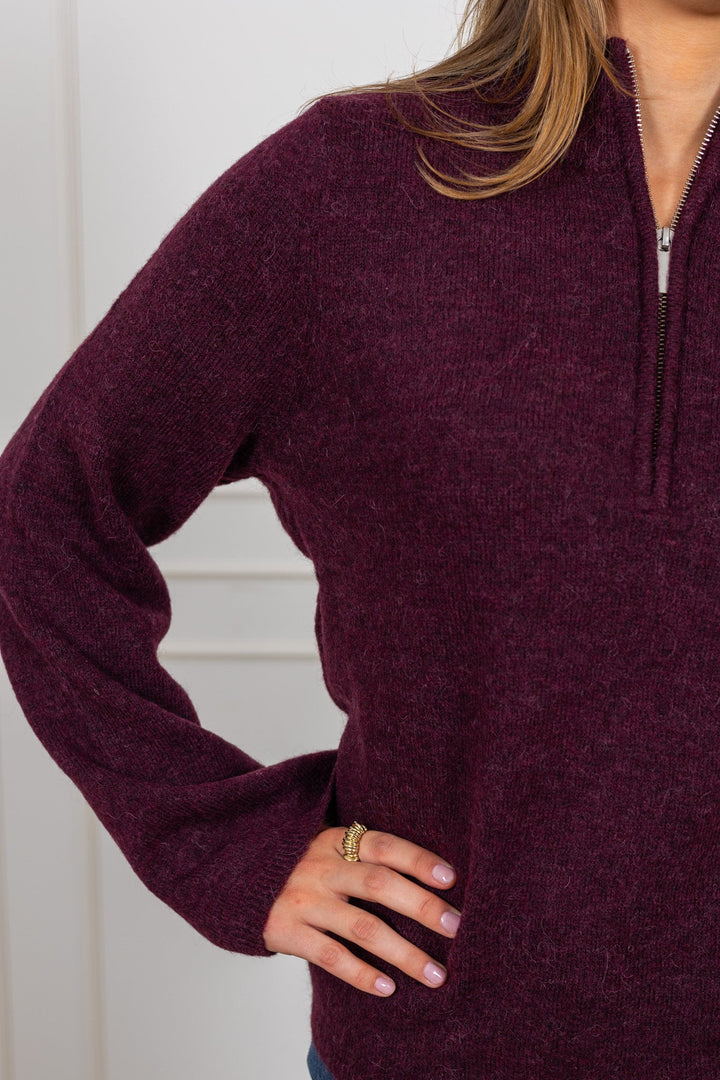 Lulu Ls Knit Half Zip Fig Melange | Genser | Smuk - Dameklær på nett
