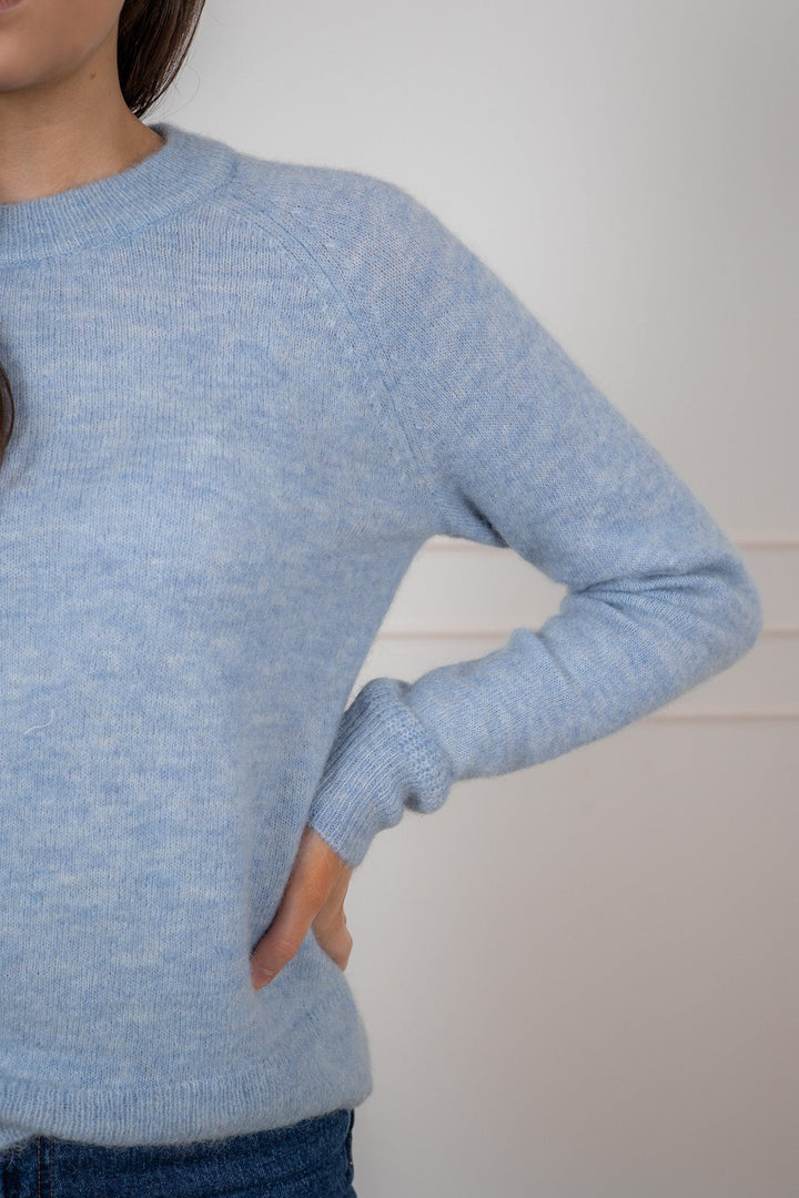 Lulu Ls Knit O - Neck Cashmere Blue Melange | Genser | Smuk - Dameklær på nett