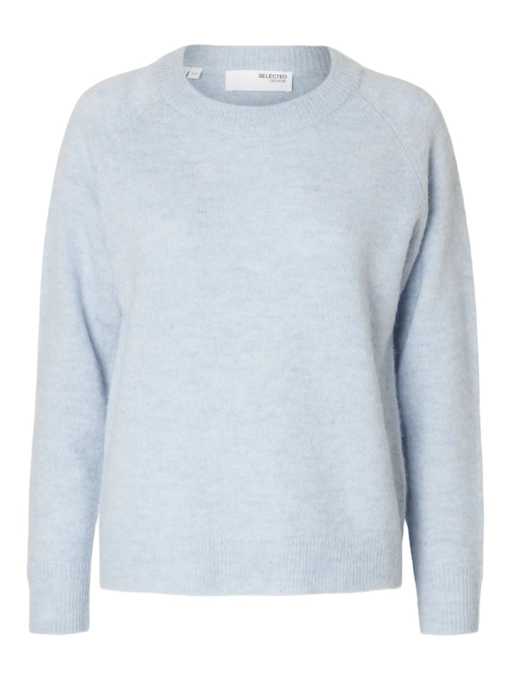 Lulu Ls Knit O - Neck Cashmere Blue Melange | Genser | Smuk - Dameklær på nett