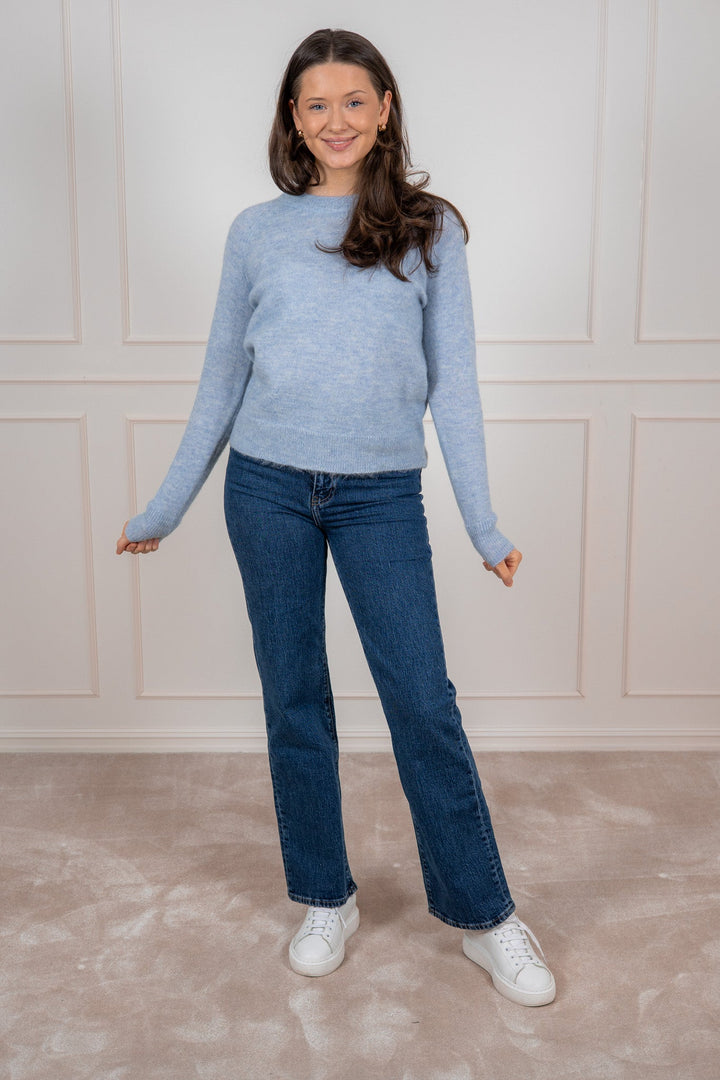 Lulu Ls Knit O - Neck Cashmere Blue Melange | Genser | Smuk - Dameklær på nett