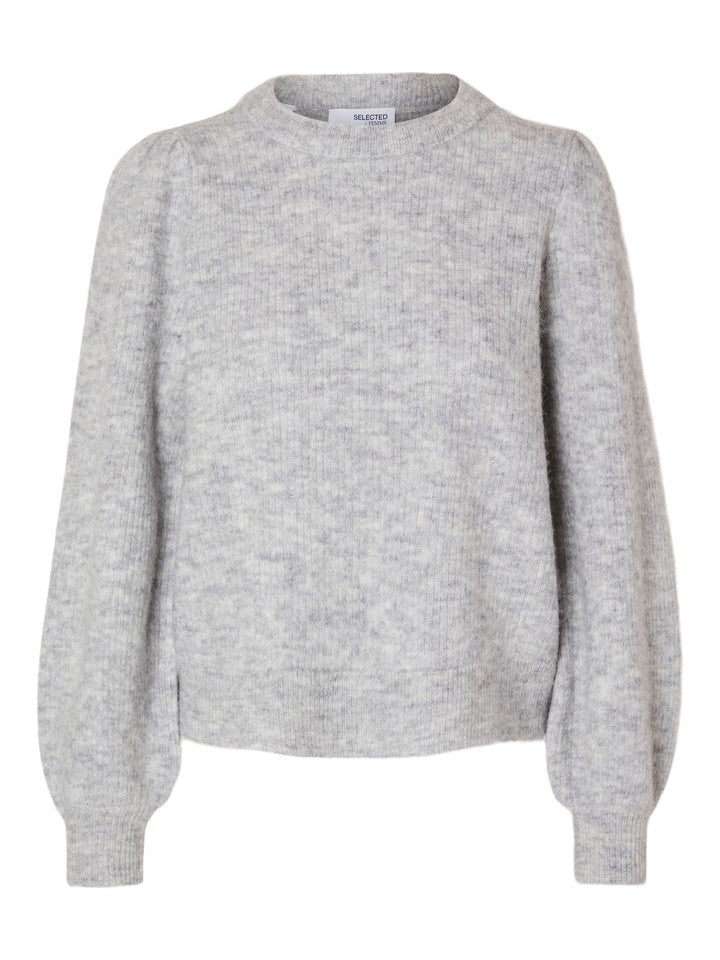 Lulu Ls Knit Rib O - Neck Light Grey Melange | Genser | Smuk - Dameklær på nett