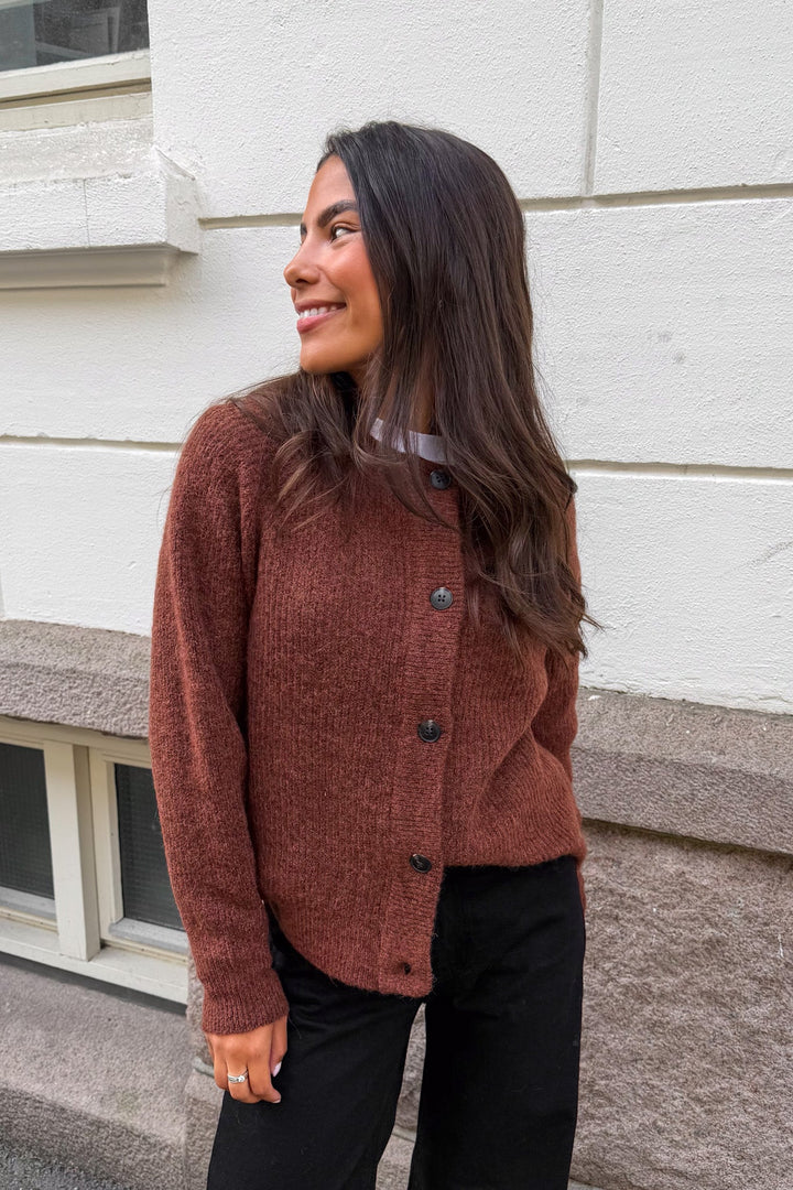 Lulu Ls Knit Short Cardigan Cherry Mahogany Melange | Genser | Smuk