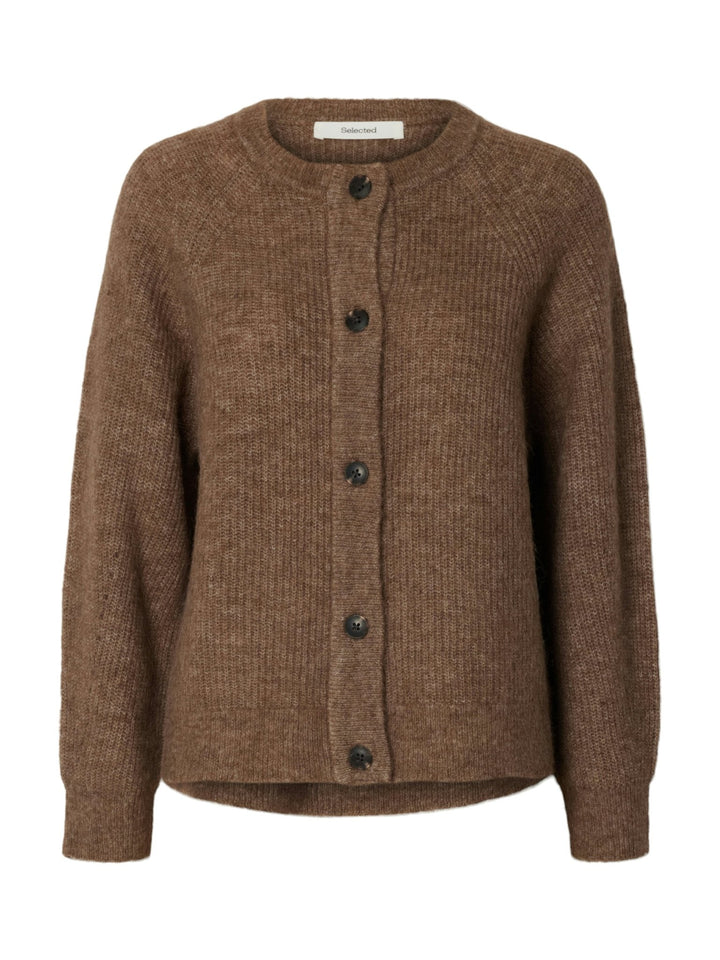 Lulu Ls Knit Short Cardigan Chocolate Chip Melange | Genser | Smuk