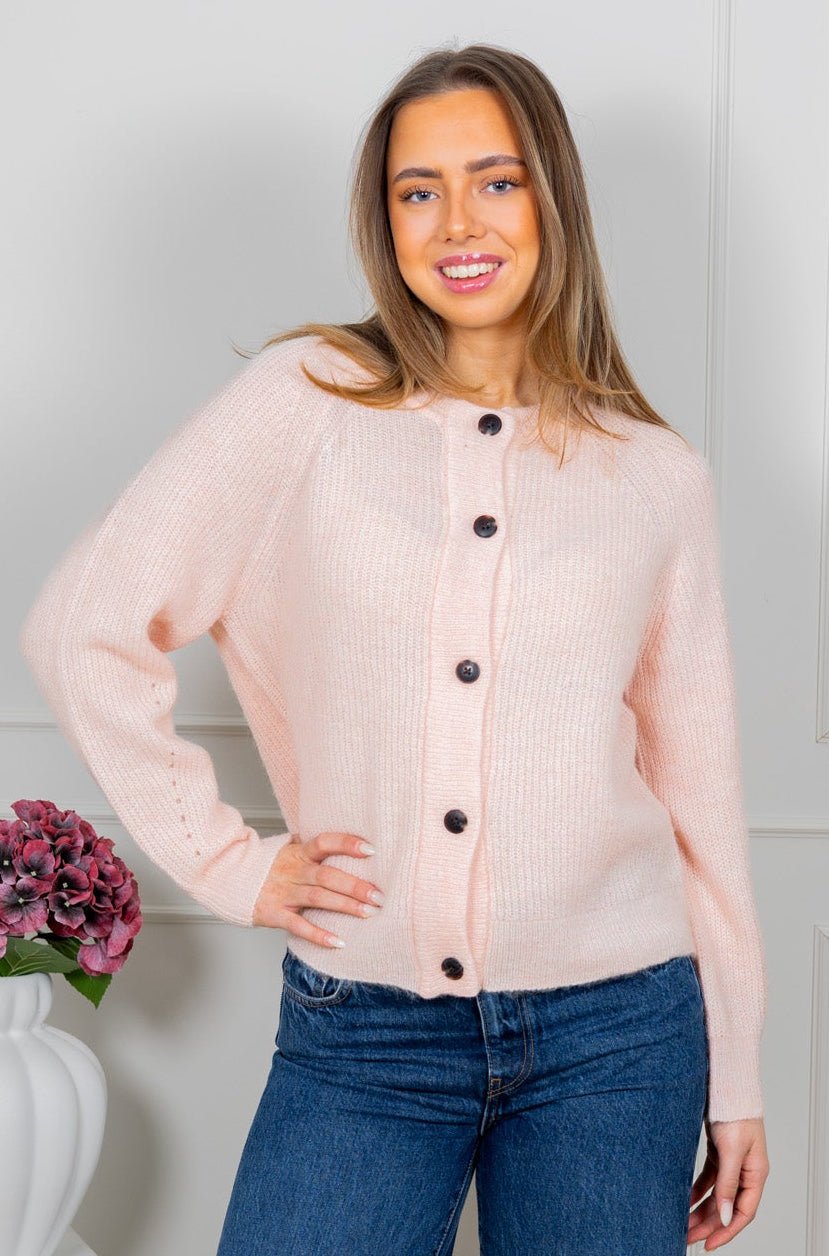 Lulu Ls Knit Short Cardigan Pale Dogwood Melange | Genser | Smuk
