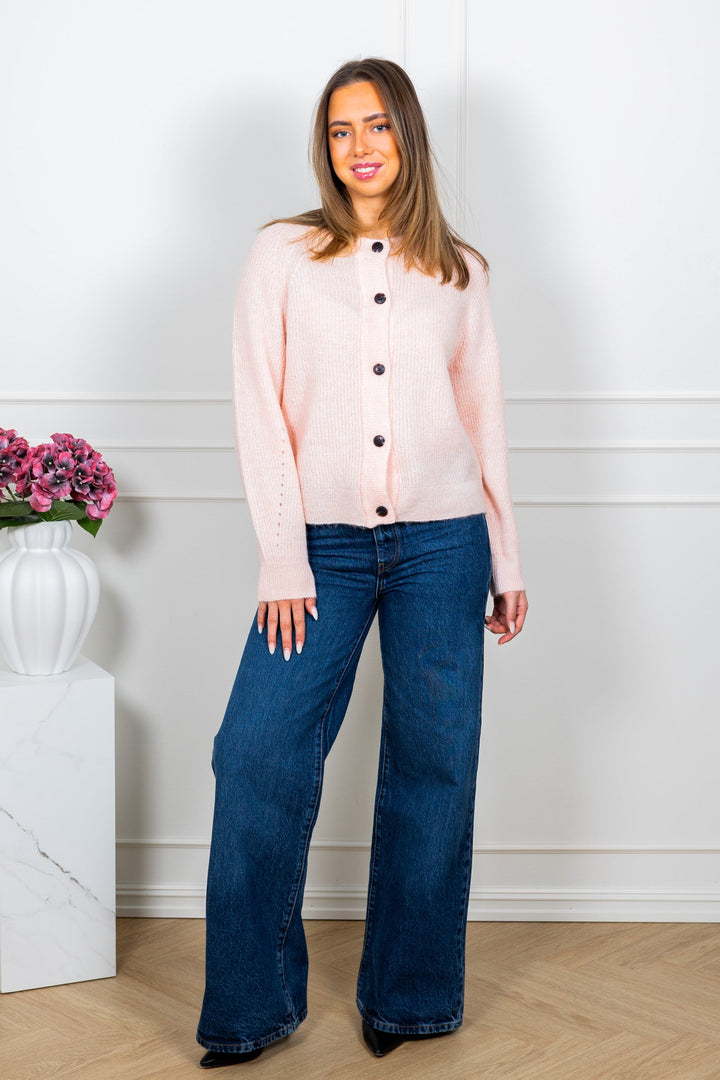 Lulu Ls Knit Short Cardigan Pale Dogwood Melange | Genser | Smuk