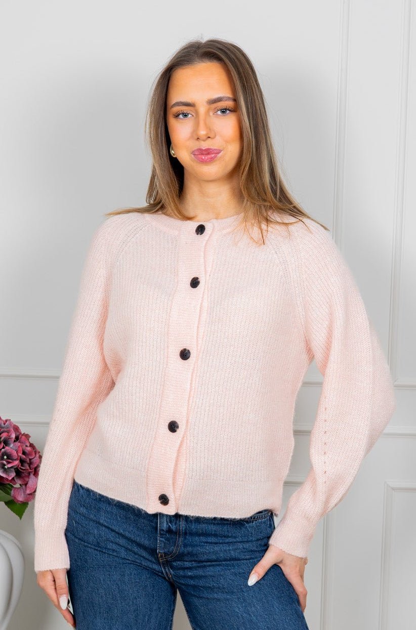 Lulu Ls Knit Short Cardigan Pale Dogwood Melange | Genser | Smuk