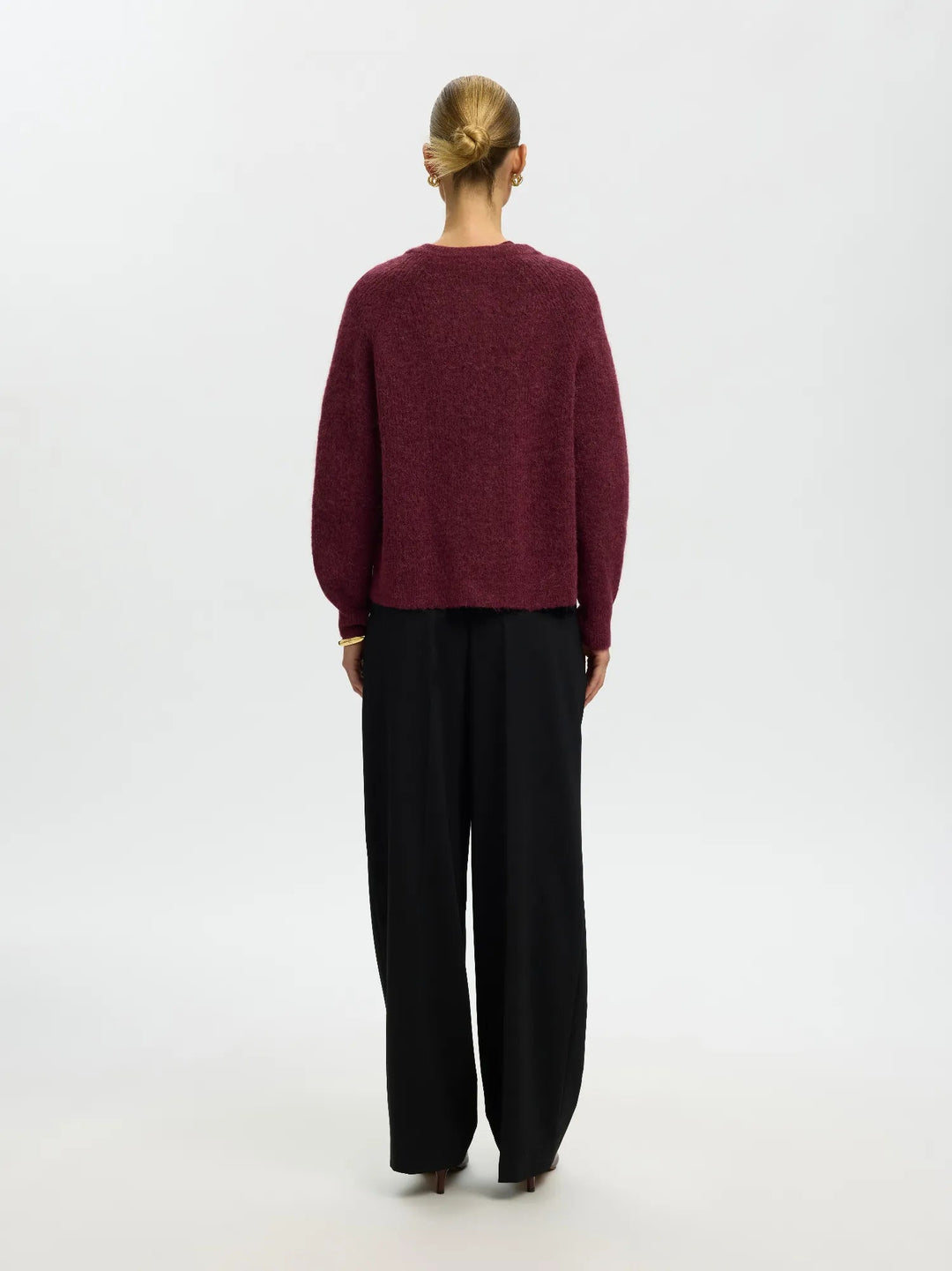 Lulu Ls Knit Short Cardigan Tawny Port Melange | Genser | Smuk