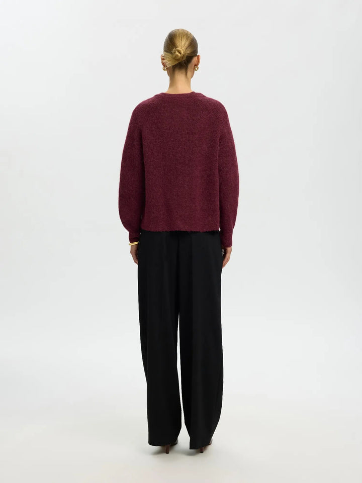 Lulu Ls Knit Short Cardigan Tawny Port Melange | Genser | Smuk