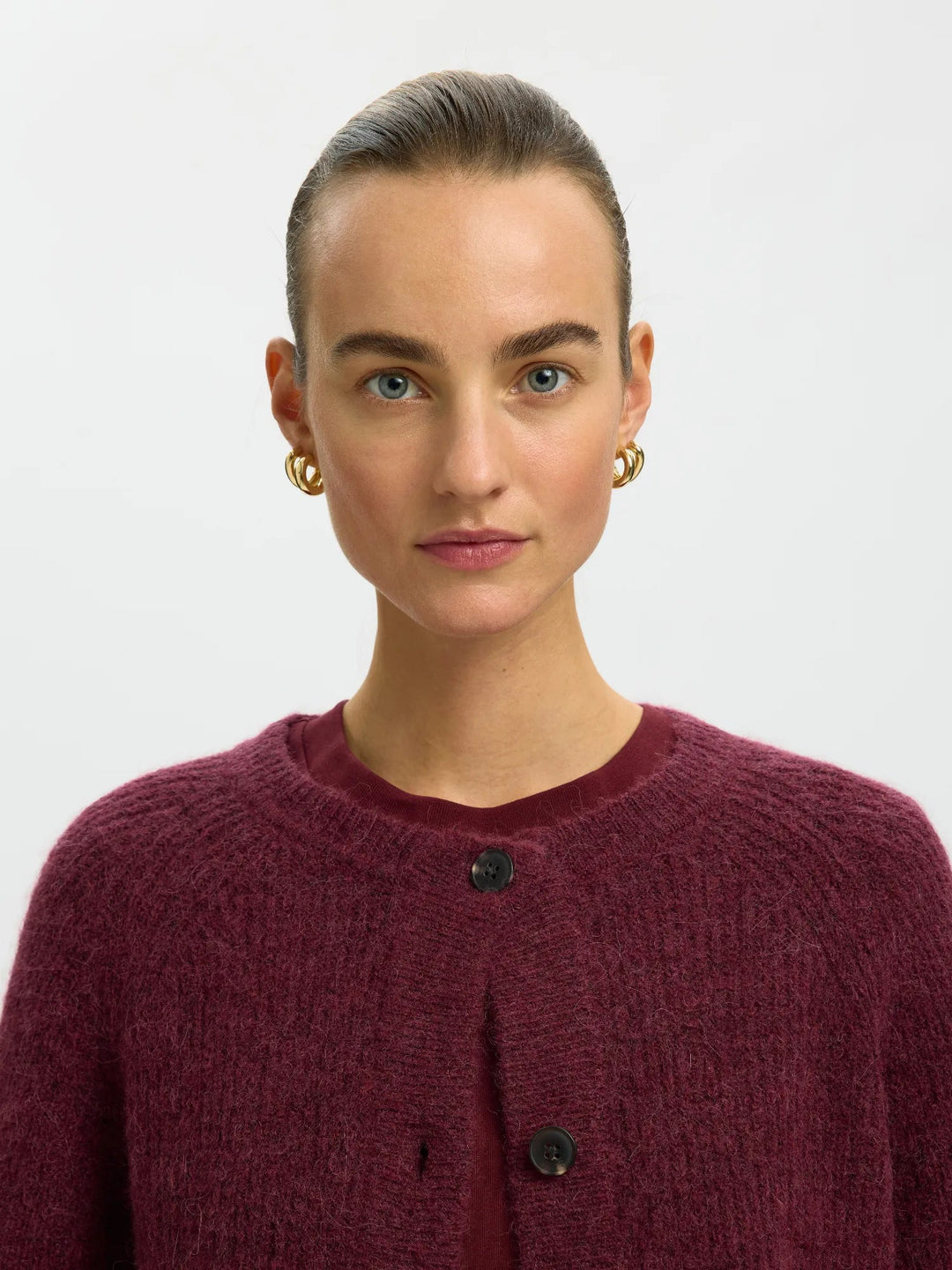 Lulu Ls Knit Short Cardigan Tawny Port Melange | Genser | Smuk