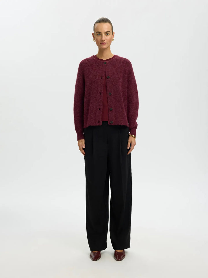 Lulu Ls Knit Short Cardigan Tawny Port Melange | Genser | Smuk