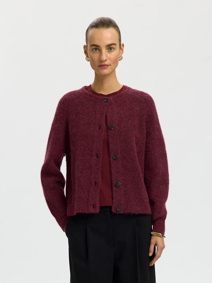 Lulu Ls Knit Short Cardigan Tawny Port Melange | Genser | Smuk