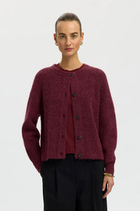 Lulu Ls Knit Short Cardigan Tawny Port Melange