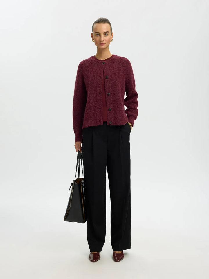 Lulu Ls Knit Short Cardigan Tawny Port Melange | Genser | Smuk
