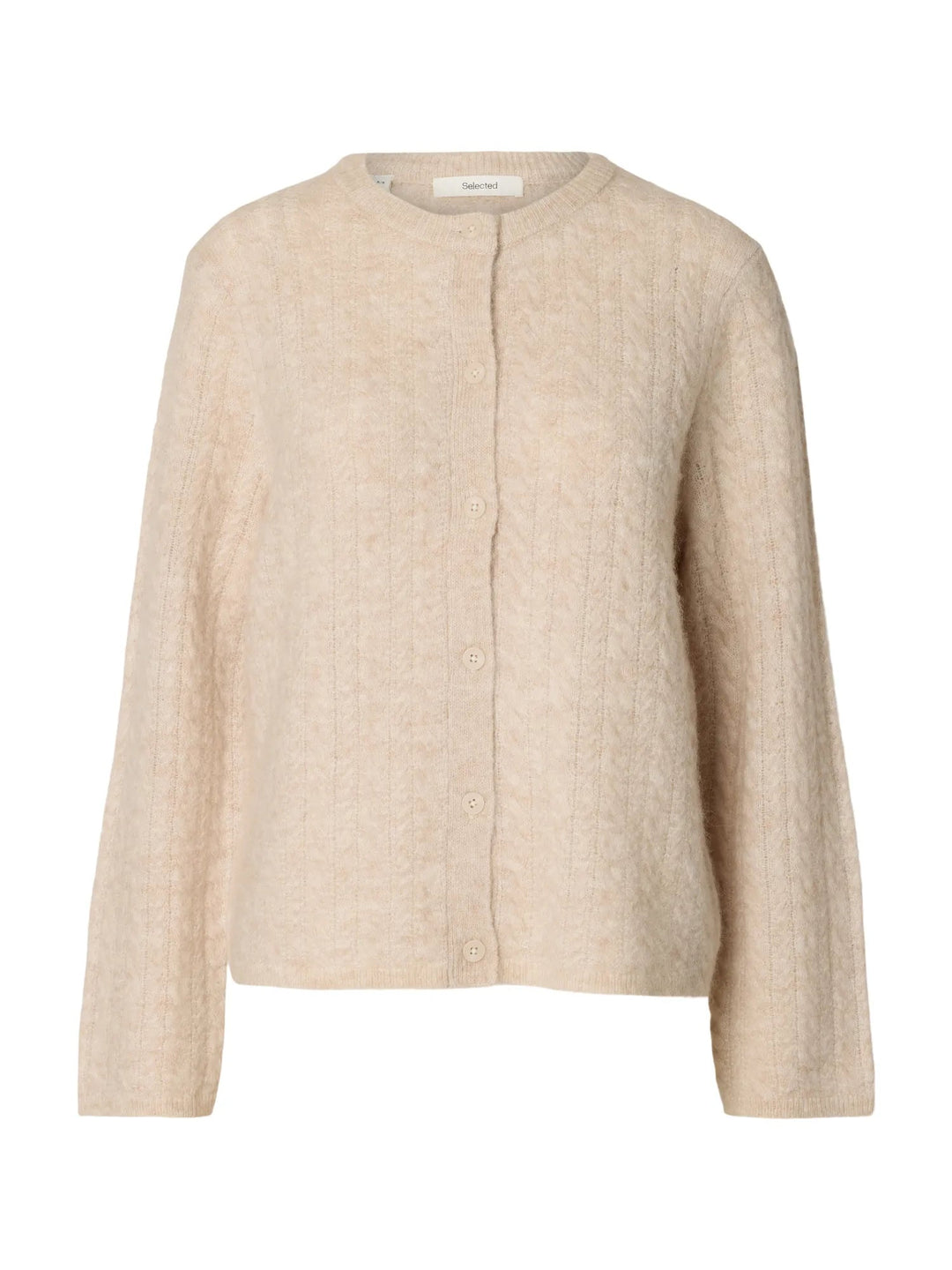 Lulu New Ls Knit Cable Cardigan Birch Melange | Genser | Smuk