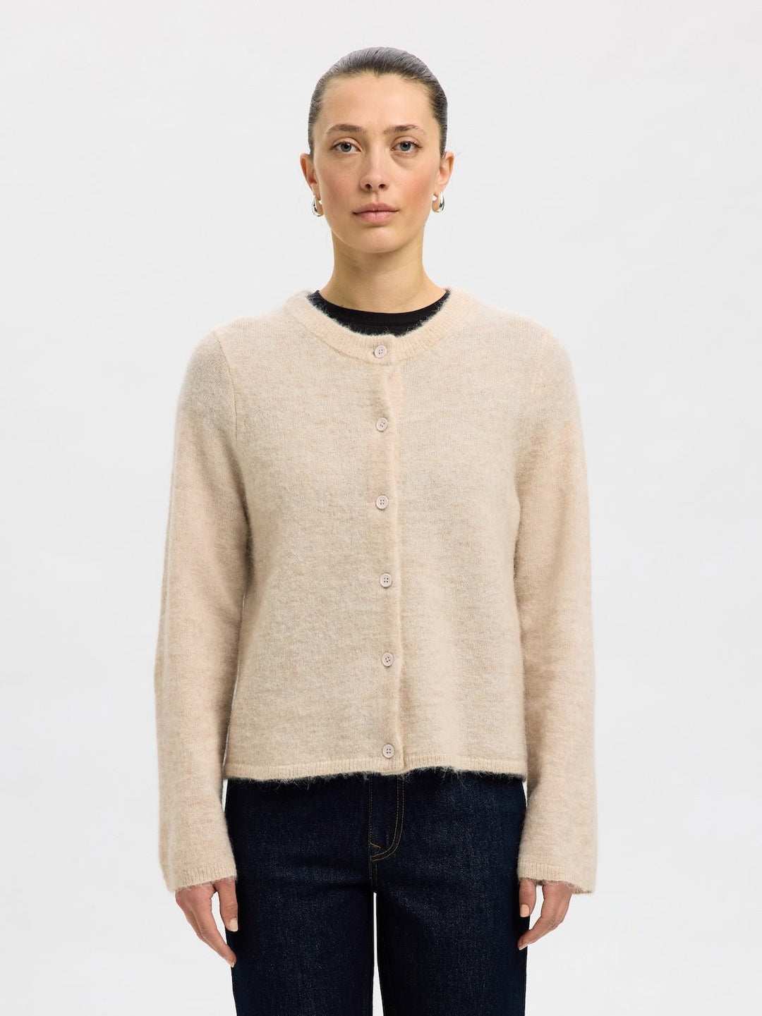 Lulu New Ls Knit Cardigan Birch Melange | Genser | Smuk - Dameklær på nett