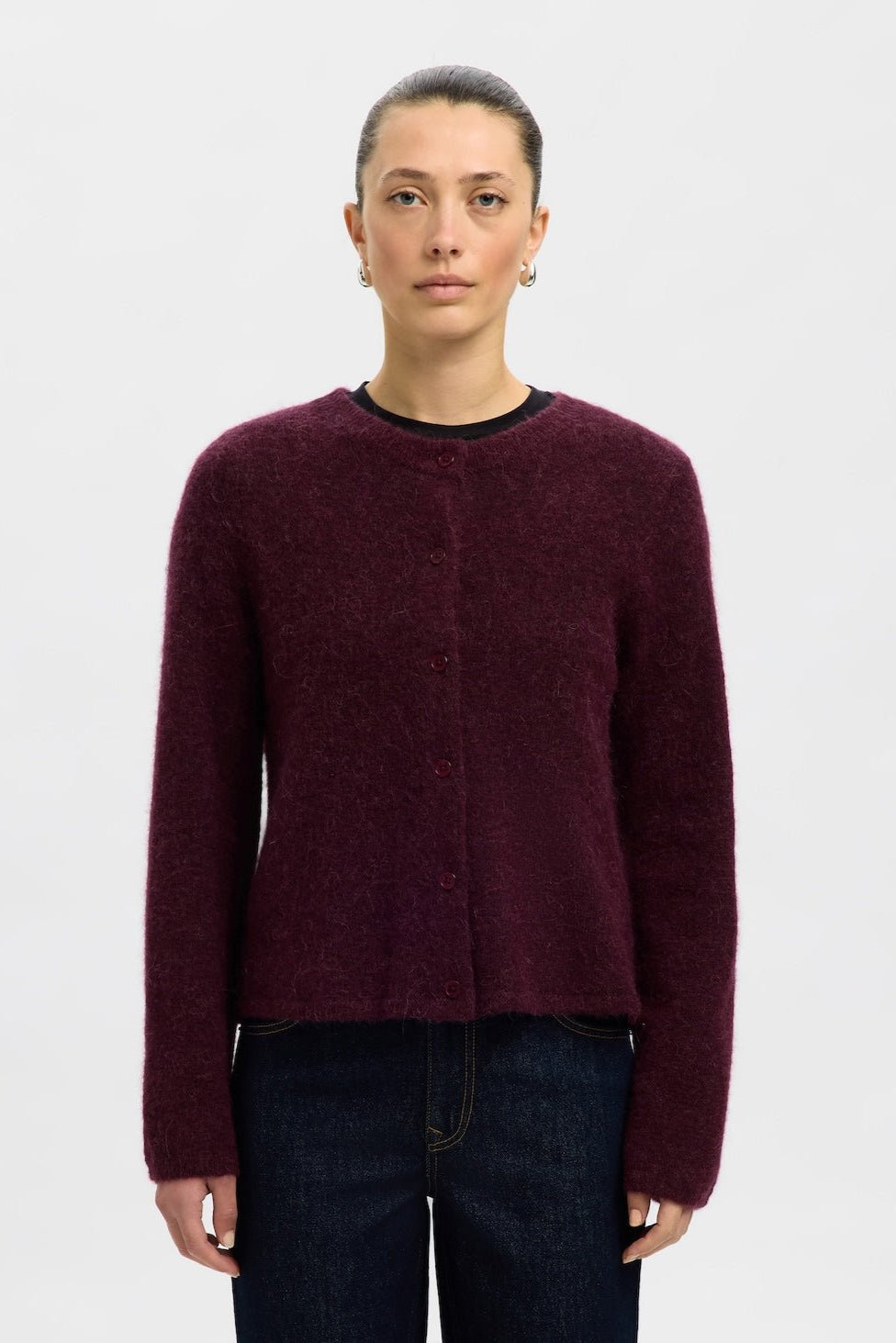 Lulu New Ls Knit Cardigan Fig Melange | Genser | Smuk - Dameklær på nett