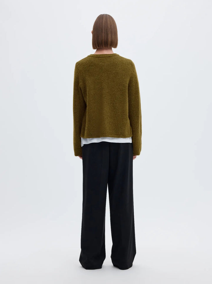 Lulu New Ls Knit Cardigan Fir Green Melange | Genser | Smuk