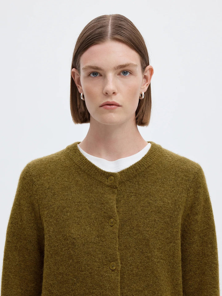 Lulu New Ls Knit Cardigan Fir Green Melange | Genser | Smuk