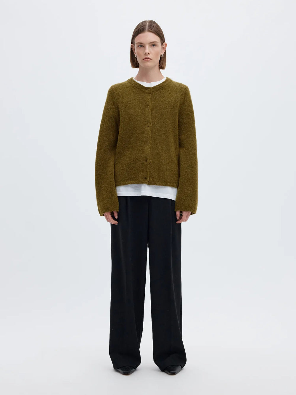 Lulu New Ls Knit Cardigan Fir Green Melange | Genser | Smuk