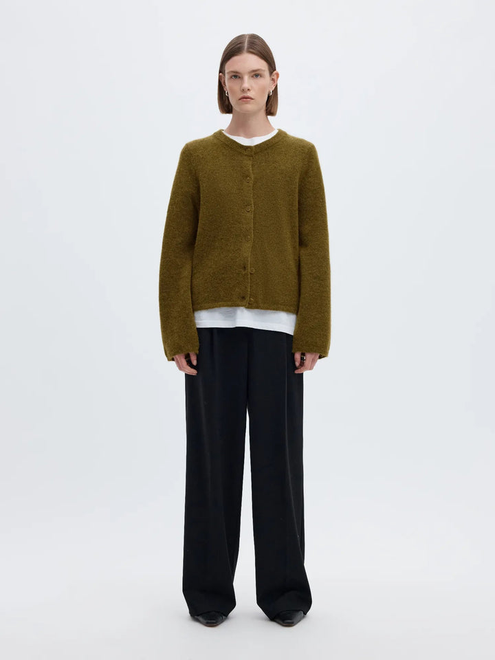 Lulu New Ls Knit Cardigan Fir Green Melange | Genser | Smuk