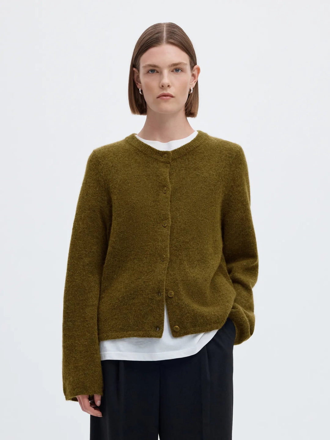 Lulu New Ls Knit Cardigan Fir Green Melange | Genser | Smuk