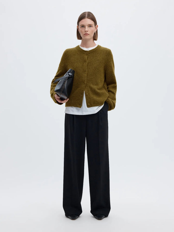 Lulu New Ls Knit Cardigan Fir Green Melange | Genser | Smuk