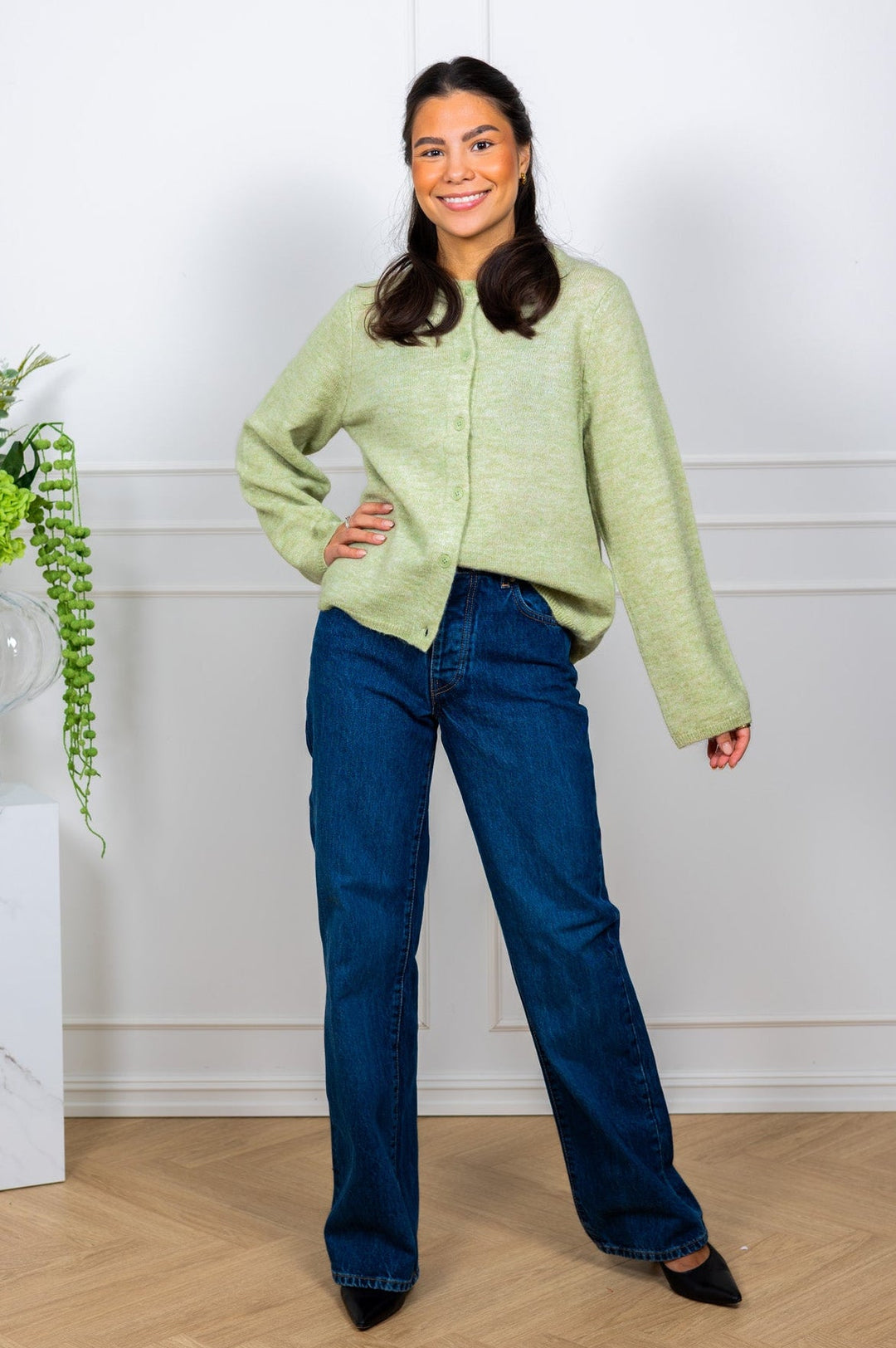Lulu New Ls Knit Cardigan Lint Melange | Genser | Smuk