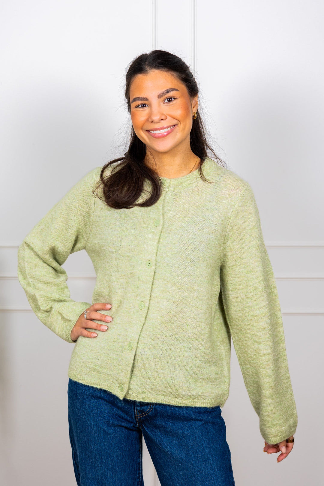 Lulu New Ls Knit Cardigan Lint Melange | Genser | Smuk