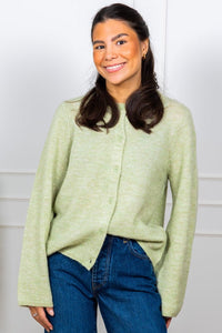 Lulu New Ls Knit Cardigan Lint Melange