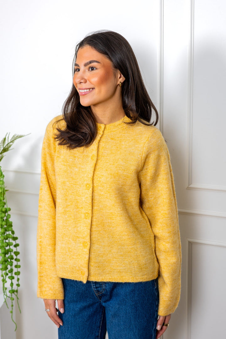 Lulu New Ls Knit Cardigan Ochre Melange | Genser | Smuk