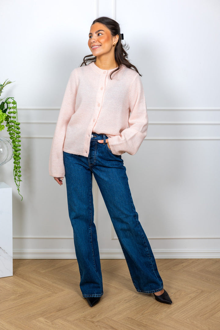 Lulu New Ls Knit Cardigan Pale Dogwood Melange | Genser | Smuk