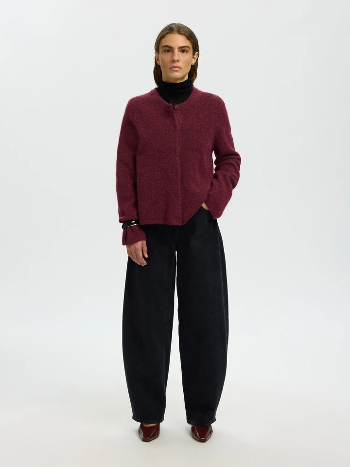 Lulu New Ls Knit Cardigan Tawny Port Melange | Genser | Smuk