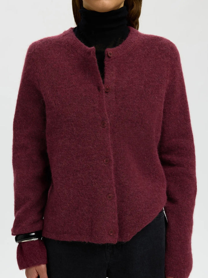 Lulu New Ls Knit Cardigan Tawny Port Melange | Genser | Smuk