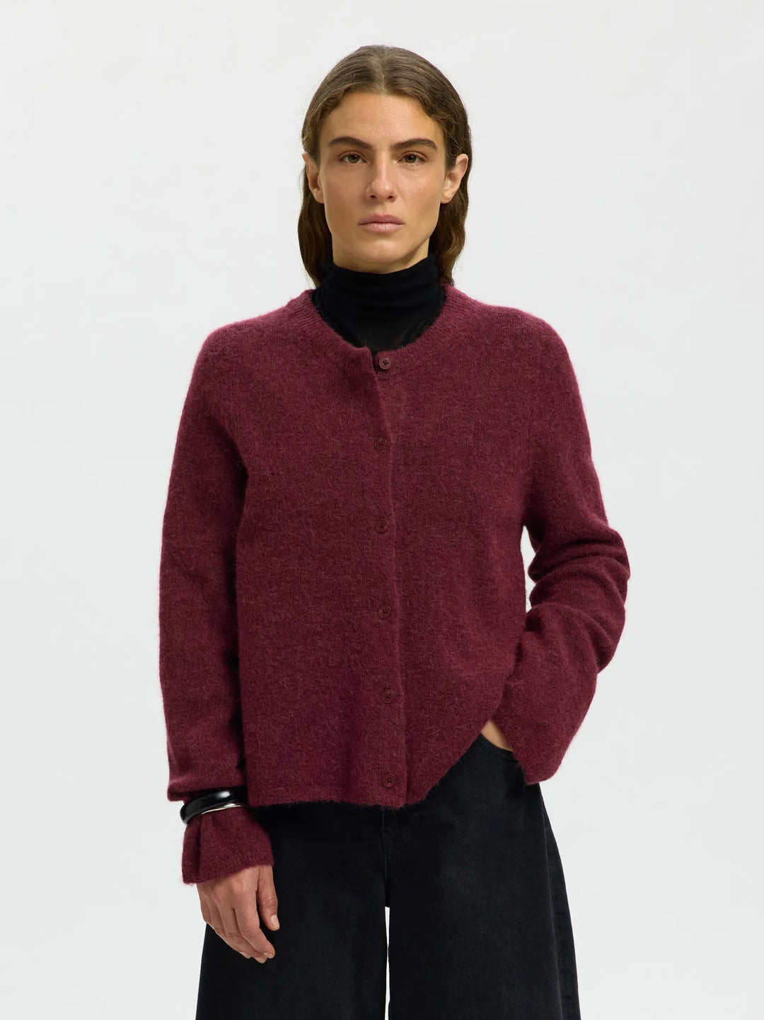 Lulu New Ls Knit Cardigan Tawny Port Melange | Genser | Smuk